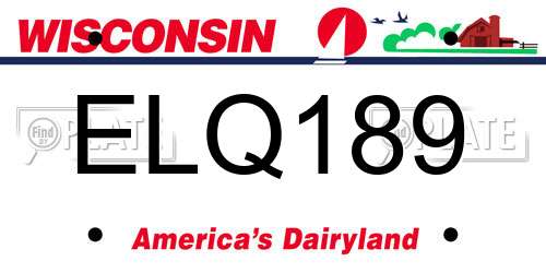 ELQ189 Wisconsin License Plate