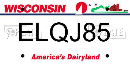 ELQJ85 Wisconsin License Plate