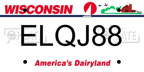 ELQJ88 Wisconsin License Plate