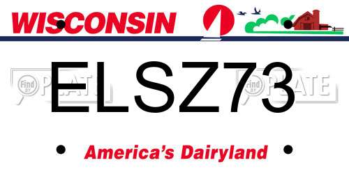 ELSZ73 Wisconsin License Plate