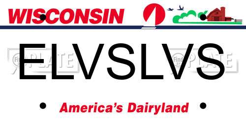 ELVSLVS Wisconsin License Plate