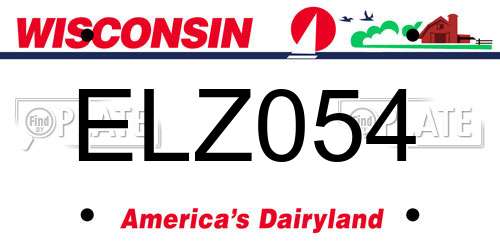 ELZ054 Wisconsin License Plate