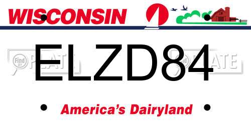 ELZD84 Wisconsin License Plate