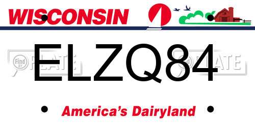 ELZQ84 Wisconsin License Plate