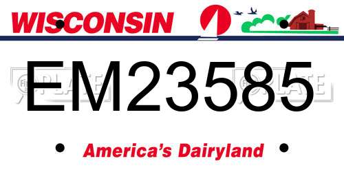EM23585 Wisconsin License Plate