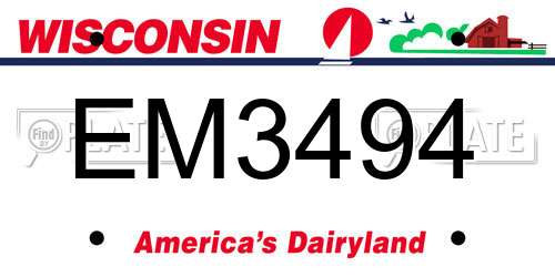 EM3494 Wisconsin License Plate