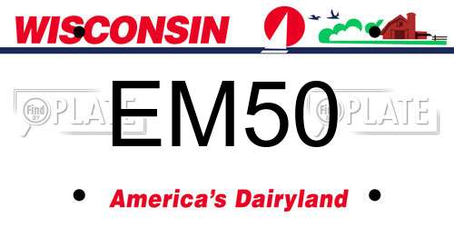 EM50 Wisconsin License Plate
