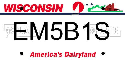 EM5B1S Wisconsin License Plate