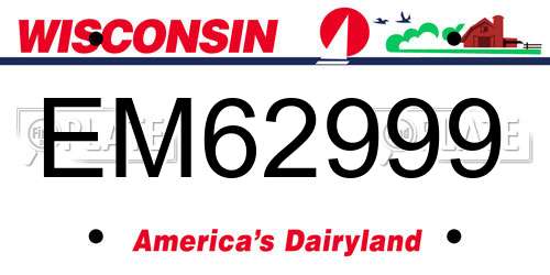 EM62999 Wisconsin License Plate
