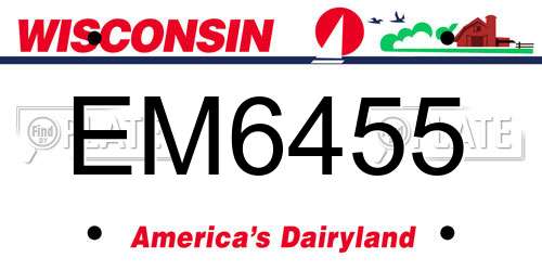 EM6455 Wisconsin License Plate