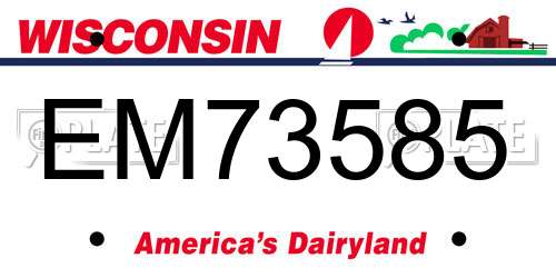 EM73585 Wisconsin License Plate