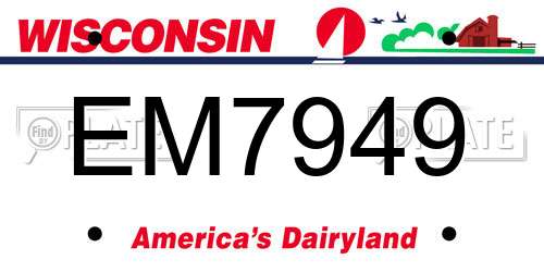 EM7949 Wisconsin License Plate