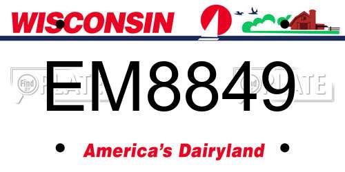 EM8849 Wisconsin License Plate