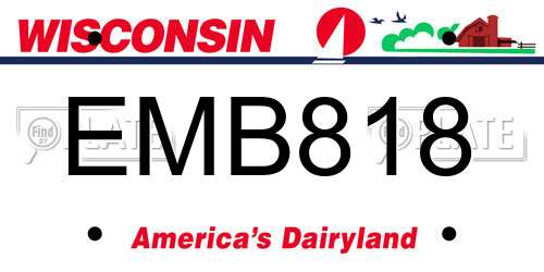EMB818 Wisconsin License Plate