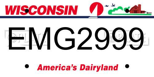 EMG2999 Wisconsin License Plate