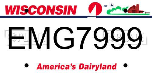 EMG7999 Wisconsin License Plate