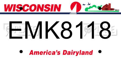EMK8118 Wisconsin License Plate