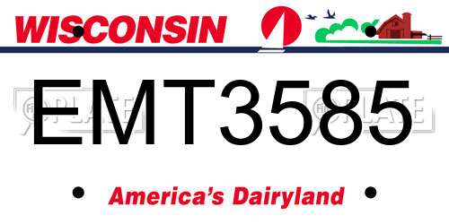 EMT3585 Wisconsin License Plate