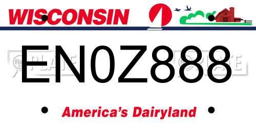 EN0Z888 Wisconsin License Plate