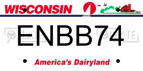 ENBB74 Wisconsin License Plate