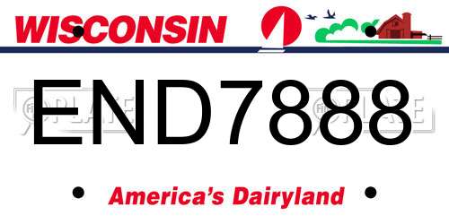 END7888 Wisconsin License Plate