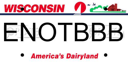 ENOTBBB Wisconsin License Plate