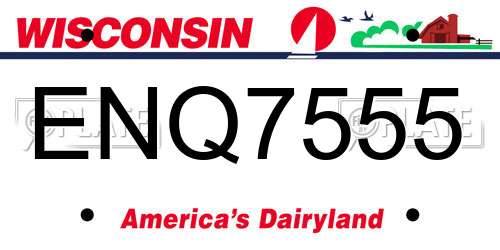 ENQ7555 Wisconsin License Plate