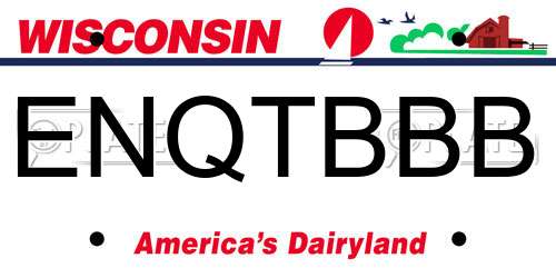 ENQTBBB Wisconsin License Plate