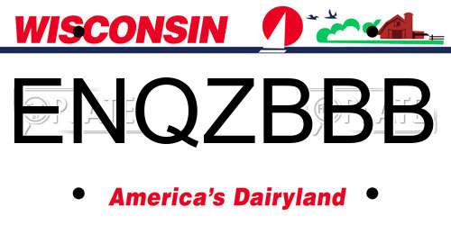ENQZBBB Wisconsin License Plate