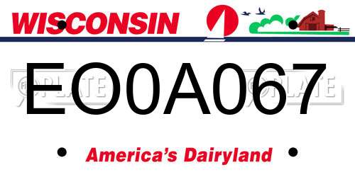 EO0A067 Wisconsin License Plate