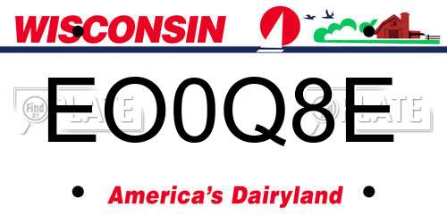 EO0Q8E Wisconsin License Plate