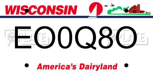 EO0Q8O Wisconsin License Plate