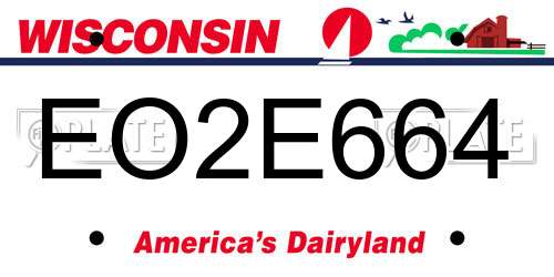 EO2E664 Wisconsin License Plate