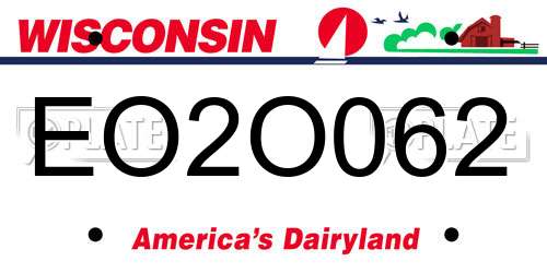 EO2O062 Wisconsin License Plate