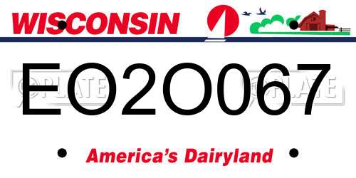 EO2O067 Wisconsin License Plate