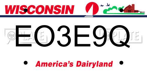 EO3E9Q Wisconsin License Plate