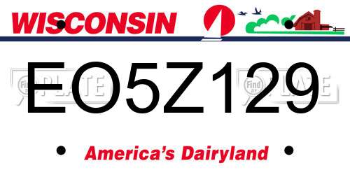 EO5Z129 Wisconsin License Plate