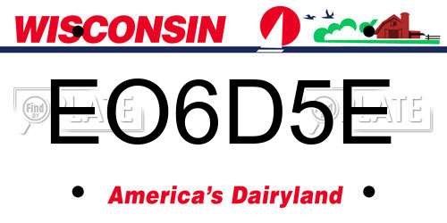 EO6D5E Wisconsin License Plate