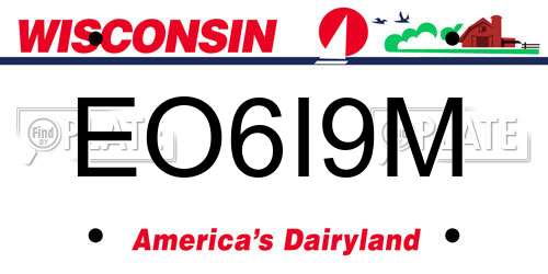 EO6I9M Wisconsin License Plate