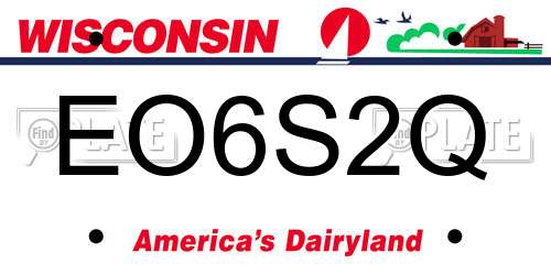 EO6S2Q Wisconsin License Plate