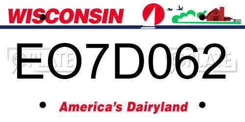 EO7D062 Wisconsin License Plate
