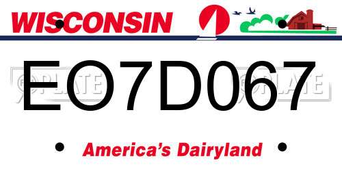 EO7D067 Wisconsin License Plate
