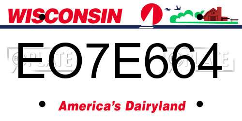 EO7E664 Wisconsin License Plate