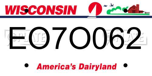EO7O062 Wisconsin License Plate