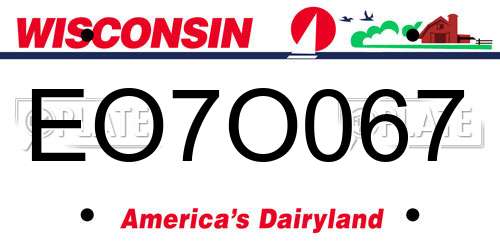 EO7O067 Wisconsin License Plate