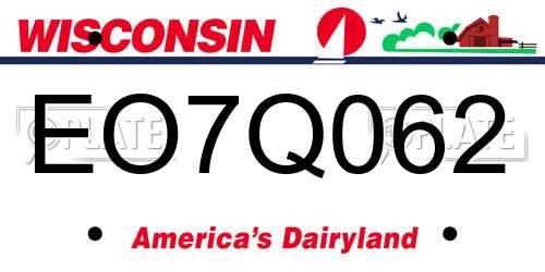 EO7Q062 Wisconsin License Plate