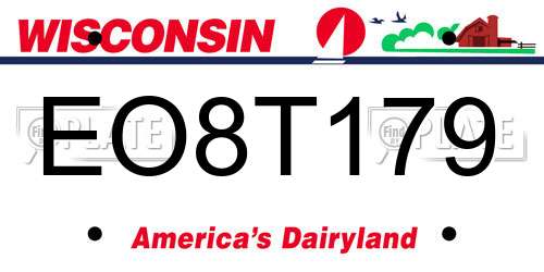 EO8T179 Wisconsin License Plate