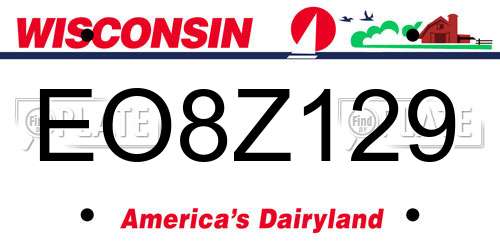 EO8Z129 Wisconsin License Plate