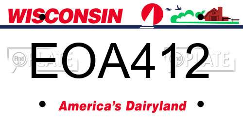 EOA412 Wisconsin License Plate