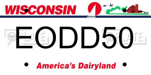 EODD50 Wisconsin License Plate